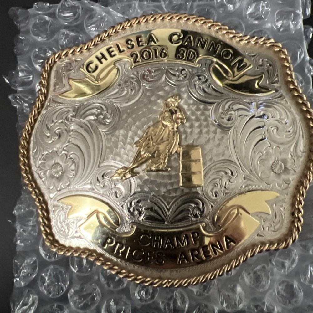Belt Buckle, Chelsea Cannon 2016 3d Barrel Racing Trophy SM champ Prices Arena